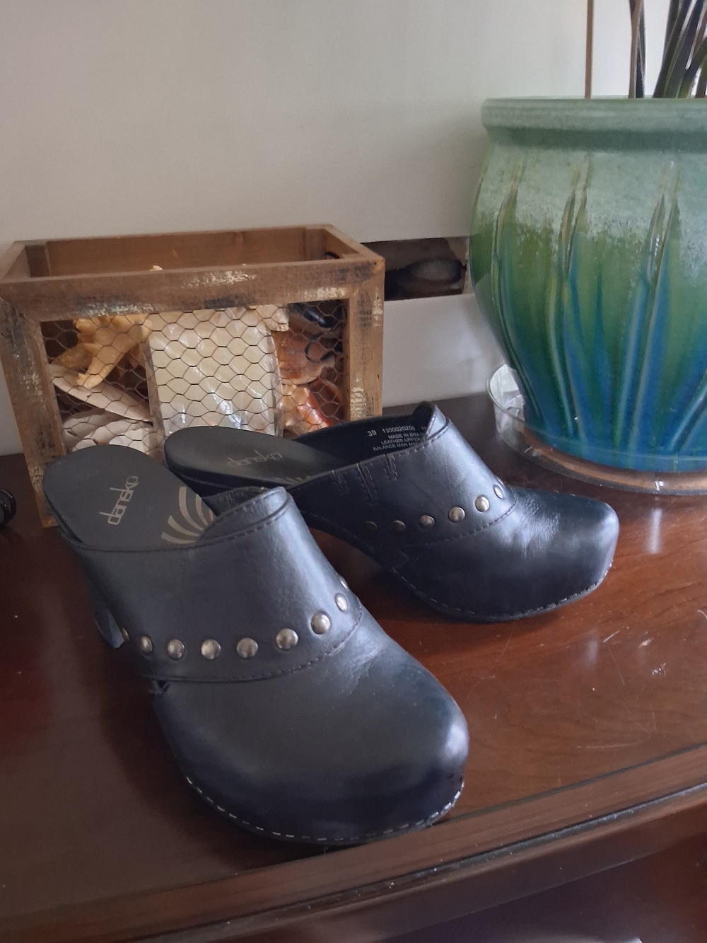 Dansko Women's Black Leather Studded Clog - Picture 2 of 6
